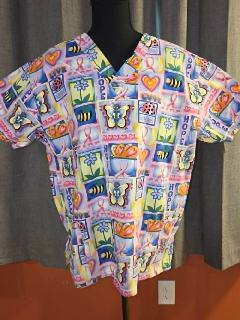 White Swan VS Fundamentally Cotton Breast Cancer Awareness Scrub Top